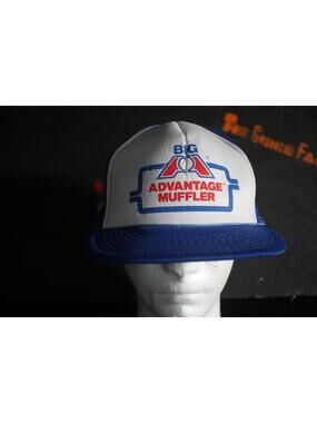 Vintage Big A Advantage Muffler Trucker Hat Blue Mesh Snapback Auto Parts Cap